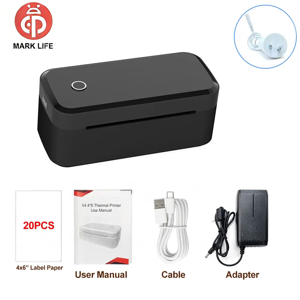 Marklife Thermal Label Printer X4 Small Shipping Label Printer For 4x6 Packages Printing Bluetooth & Automatic Label Recognition