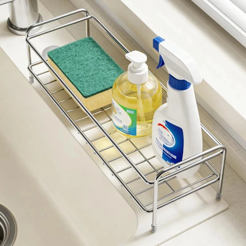 Kitchen Countertop Organizer in Stainless Steel with Dedicated Sponge Holder