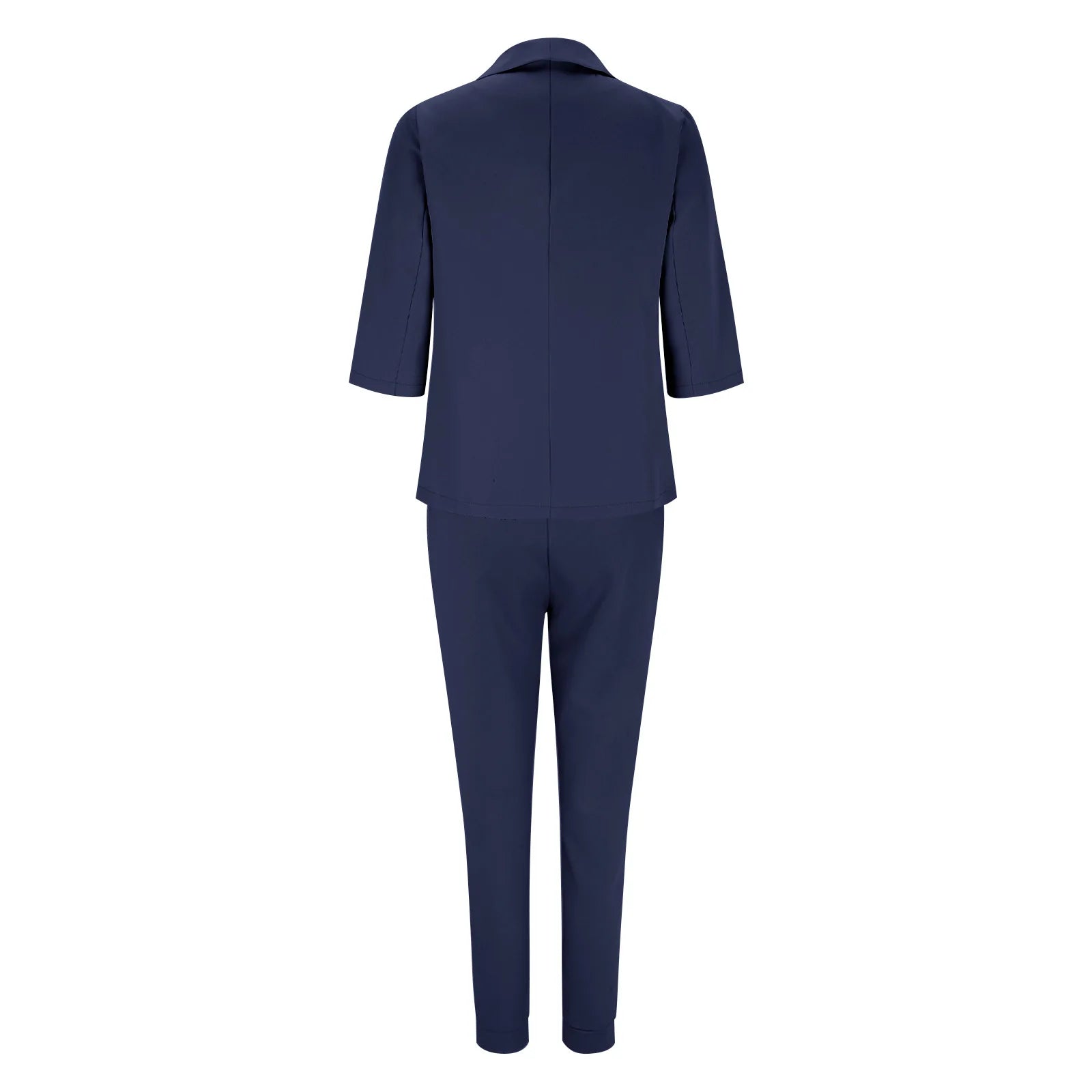 2024 Women's Two Piece Pant Suit Set Outfits Spring Autumn Turn Down Print Blazer Coat Drawstring Pants Suit Women Casual Sets