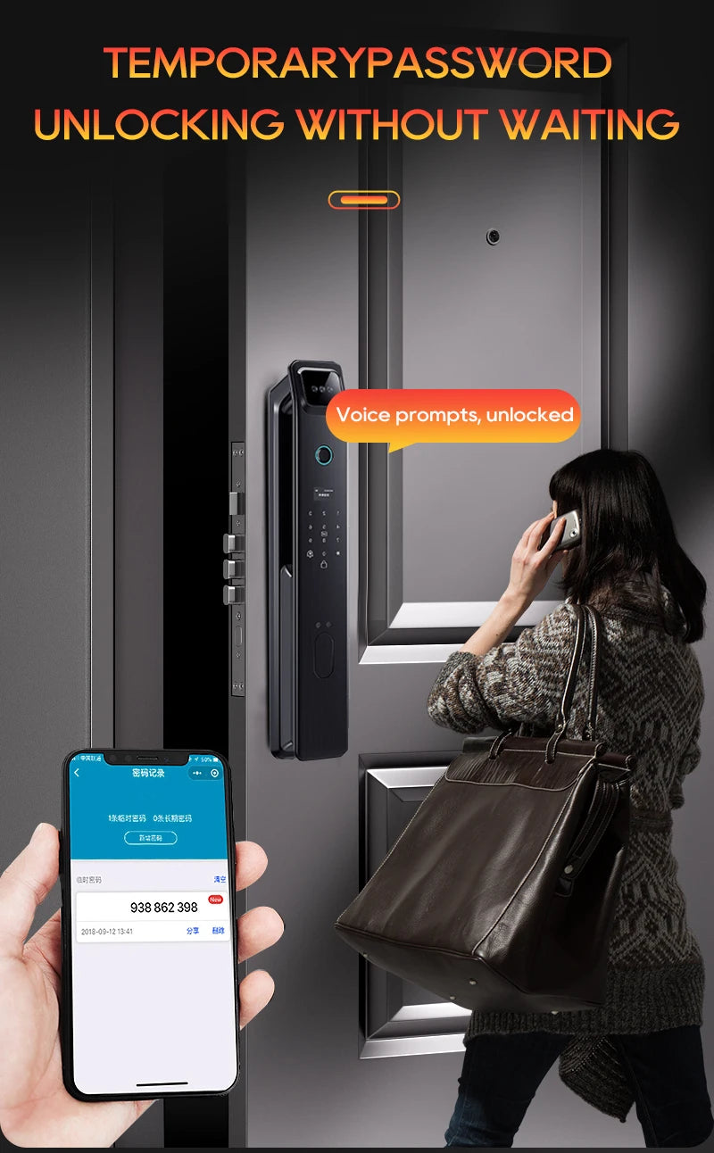 SANKESONG 3D Face Recognition Fingerprint Smart Door Lock WiFi Camera Electronic Lock Digital Electronic Key IC Card APP Unlock
