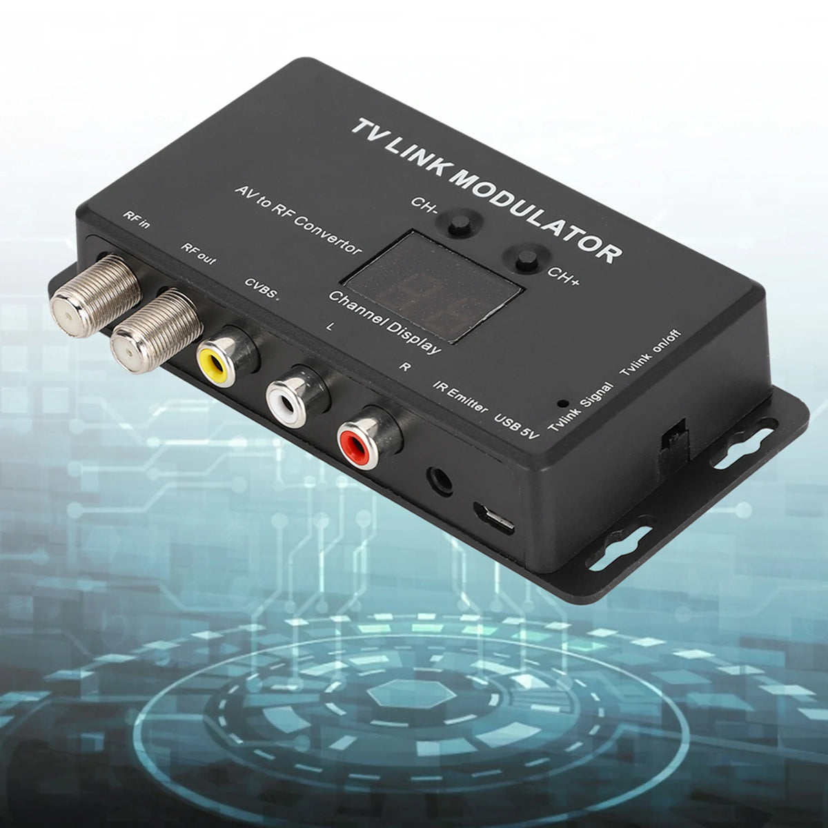 IR Extender Adapter TM70 UHF TV LINK Modulator AV To RF Converter IR Extender With Channel Display Modulator AV To RF Converter