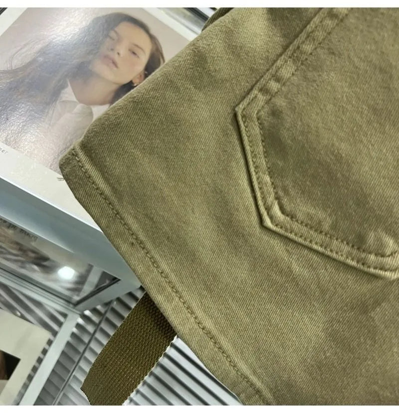 Large Pocket Denim Shorts Women Stretch Slim Fit High Waist Sexy Butt Lifting Hot Pants Summer Fashion Babes Casual Y2k Clothes