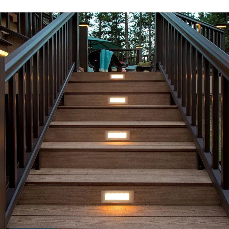 Outdoor Wall Light 5W IP65 Waterproof Led Embedded Rectangle Wall Lamp for Balcony Aisle Gate Garden Porch Yard Step Stair Light