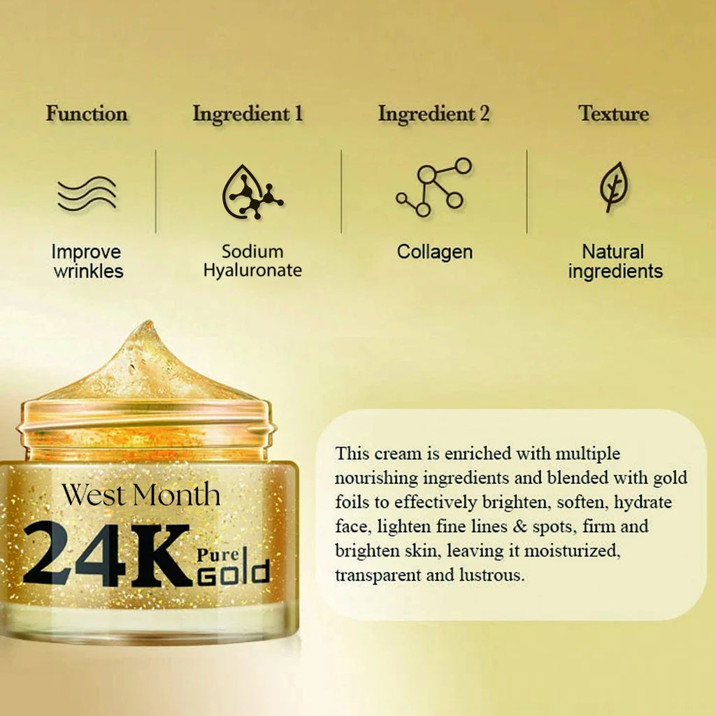 24k Collagen Cream - Reduces Fine Lines, Brightens Skin, Firms, and Anti-Wrinkle Cream