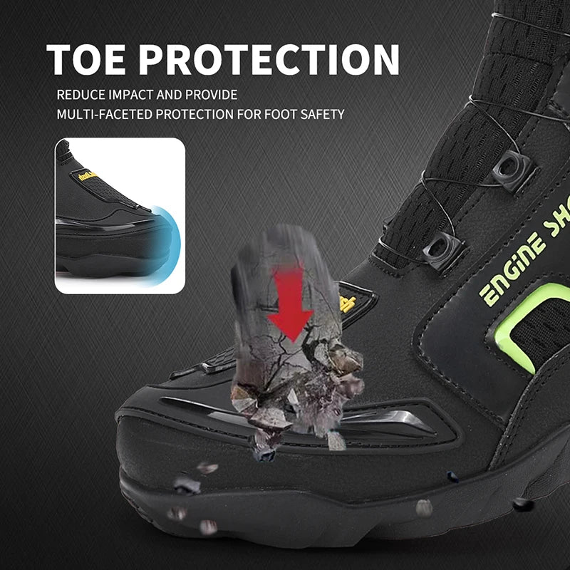 Motorcycle Riding Shoes Men's Breathable Leather Boots Casual Comfortable Slip-On Ankle Boots for Urban Cycling