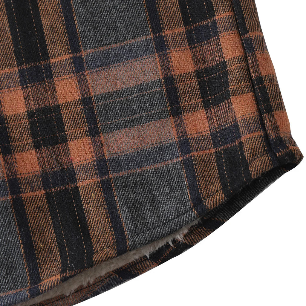 Quality Mens Plaid Flannel Shirts Thick Jacket Quilted Lined Long Sleeve Winter Shirt Cotton Coat with Pockets camisas de hombre