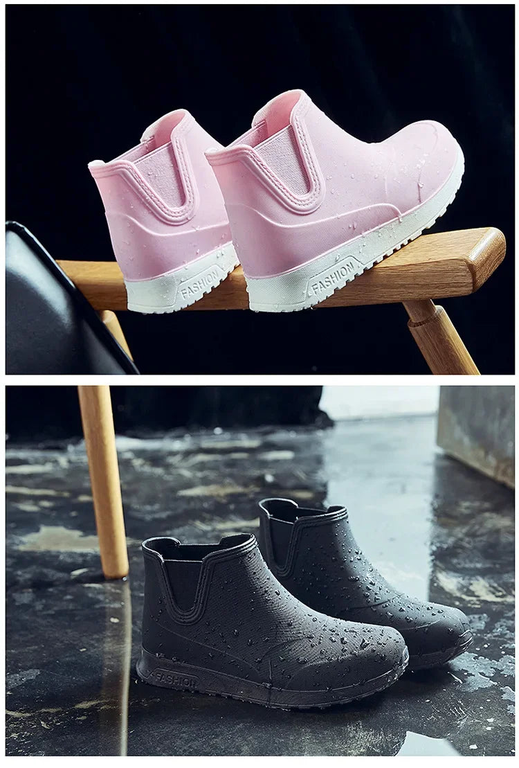 Rain Shoes for Lovers Rubber Shoe Platform Ankle Boots Autumn Winter Slip on Booties Boots for Men Waterproof Work Botas Hombres