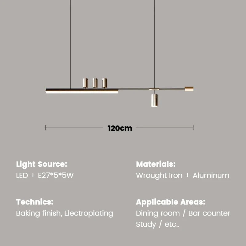 Minimalist Restaurant Chandelier Modern Light Luxury Simple Nordic Bar Table Spotlight Designer Creative Straight Strip Lights