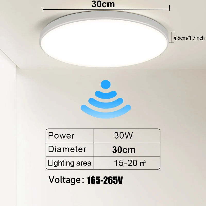 LED Radar Sensing Ceiling Light Intelligent Panel Lamp Motion Sensor Light Home Ceiling Lamp For Hallways Aisle Stairways Garage