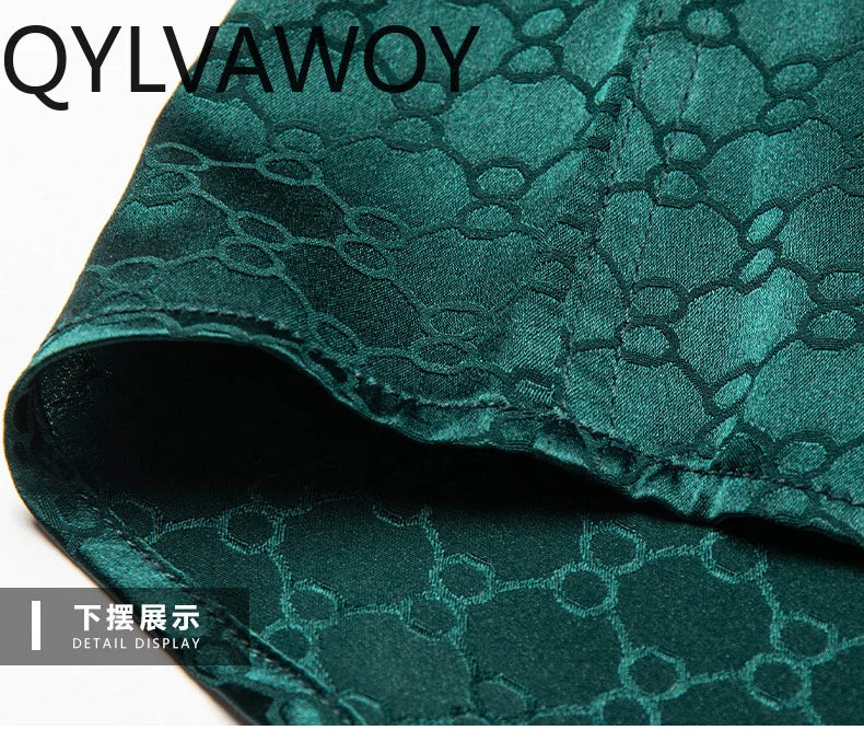 QYLVAWOY New Men's Shirts Summer Tops 92% Real Mulberry Silk Shirts Lapel Short Sleeve Stylish Clothes for Man Business Casual