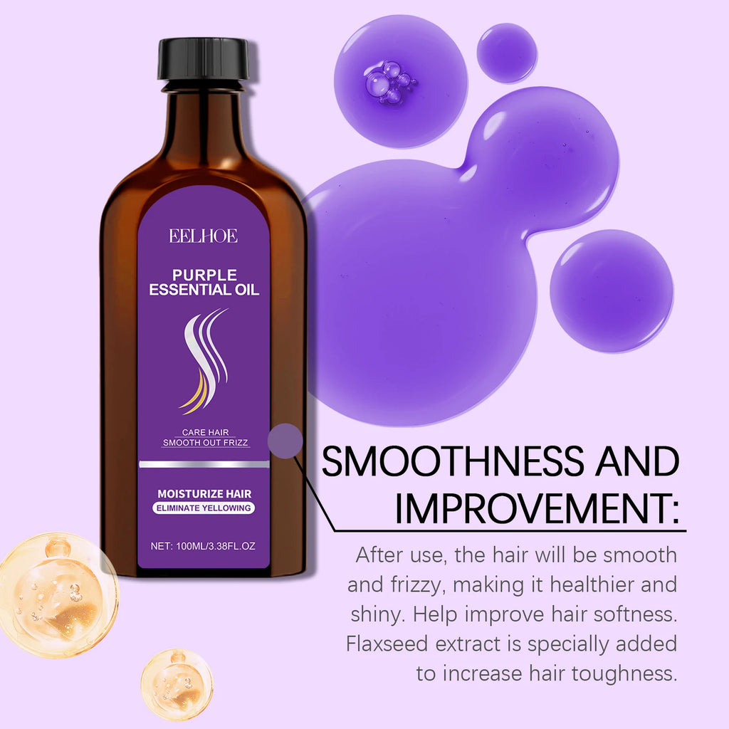 Purple Shampoo for Blonde Hair Eliminate Yellowing Bleached Silver Anti-Fading Purple Hair Mask Conditioner Essential Oil Set