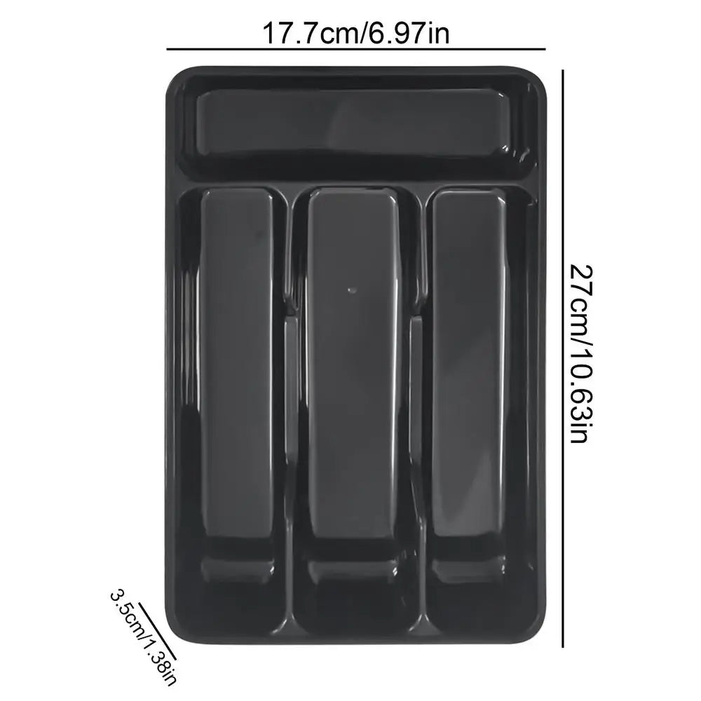 Compact Silverware Organizer with 4 Compartments Flatware Holder, Kitchen Cabinet Countertop Storage Solution Home College Use