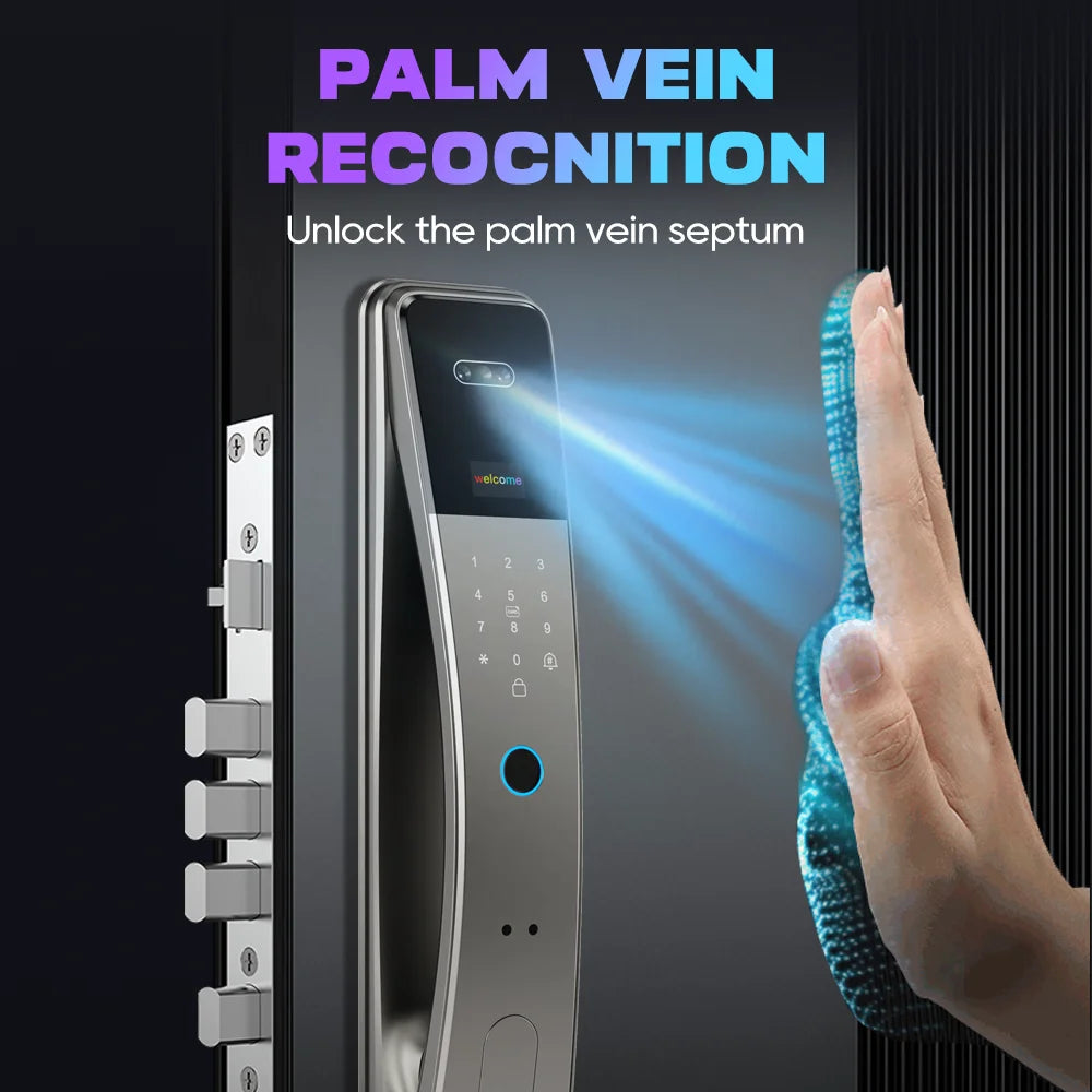 3D Face Recognition Fingerprint Password Smart Door Lock With Camera FIngerprint Password Unlock Keyless Electronic Door Lock