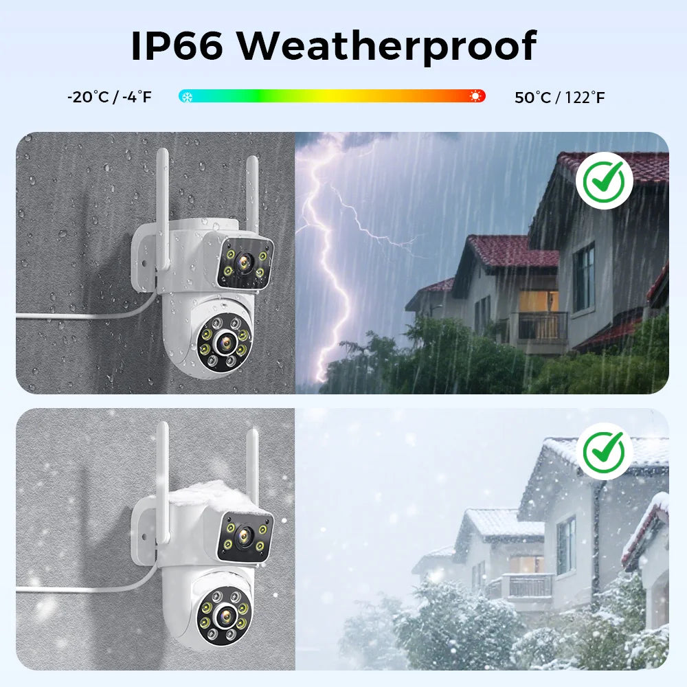 8MP WiFi Camera PTZ Dual Screens Auto Tracking Night Vision CCTV Surveillance Camera Outdoor 4MP Security IP Camera icsee