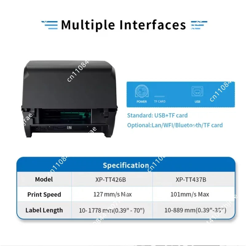 XP-TT426B XP-TT437B Desktop Thermal Transfer Ribbon Printer 4 Inch Barcode Label Printing Machine For Mass Batch Printing