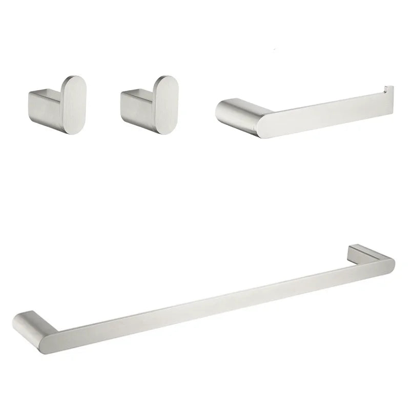 Bathroom Hardware Set Stainless Steel Bathroom Accessories Set Wall Mounted Towel Bar Towel Ring Toilet Paper Roll Holder Set