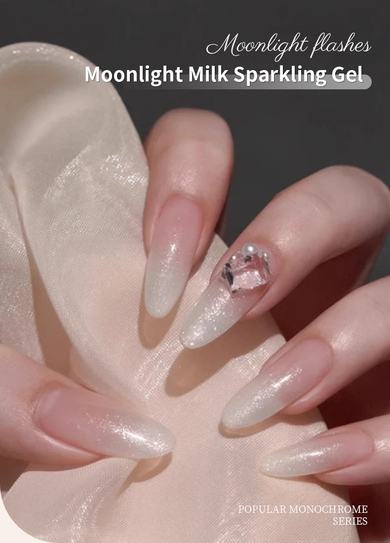 RSNAIL Milky White Nail Gel Polish Sparkling Moonlight Flash Gel Polish High Gloss Sparkling White Summer SoakOff UV LED Varnish