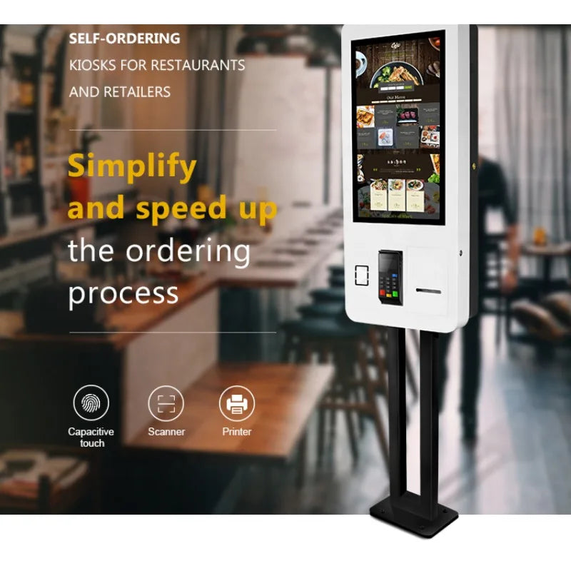 Self-service Kiosk Touch Screen Fast Food Payment All in One Self-order Kiosk  Debit Credit Card Payment with POS
