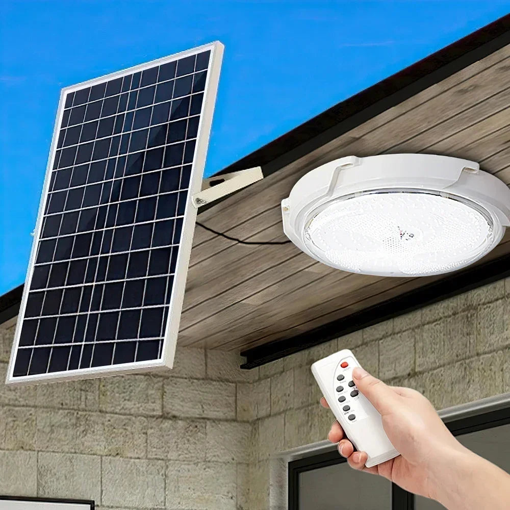 LEDSolar Ceiling Light Indoor Bedroom Corridor Garden Lighting With Remote Control Dimmable Timing Waterproof Solar Ceiling Lamp