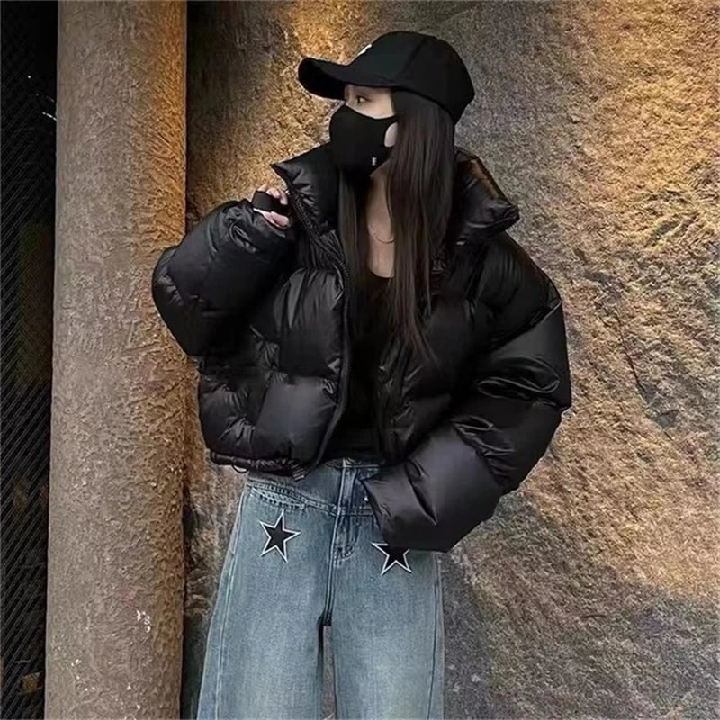 Women's Winter Parkas 2026 New Thick Streetwear All Match Ladies Down Cotton Jacket Comfortable Simple Short Female Warm Coat