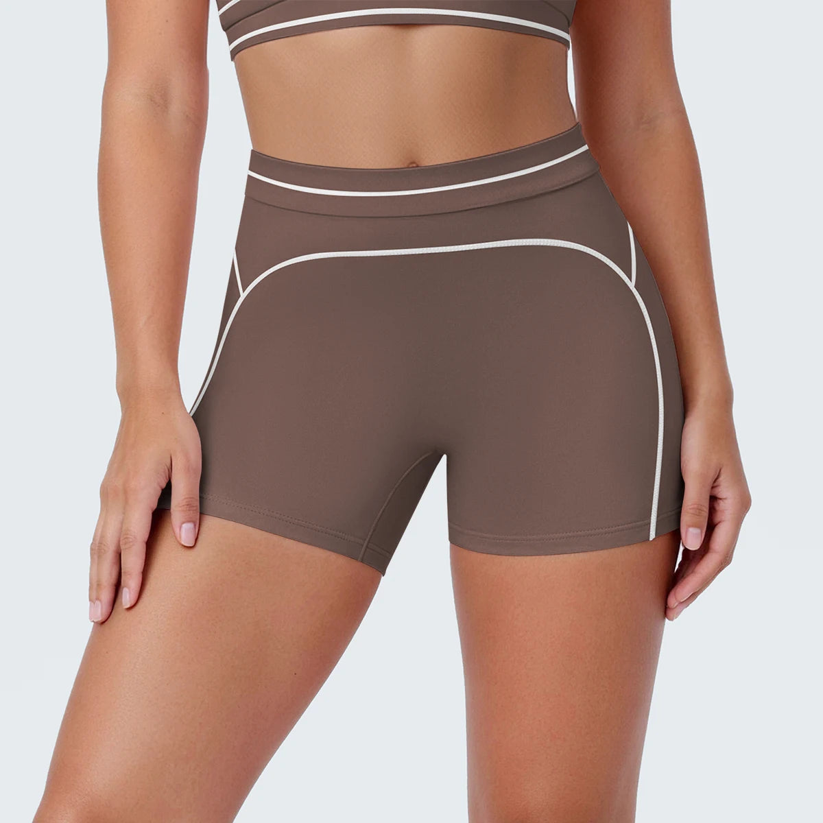 High Waist Stripe Fitness Yoga Shorts for Woman's Quick-Dry Breathable Hip-lifting Summer Gym Running Color Blocking Yoga Shorts