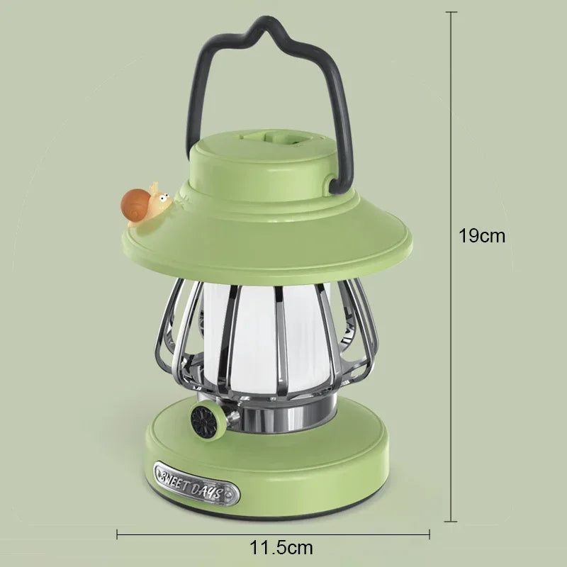 Camping  Night Lights USB C Rechargeable 3 Colors Stepless Dimming Night Light Outdoor Portable Emergency Retro LED Camping Lamp