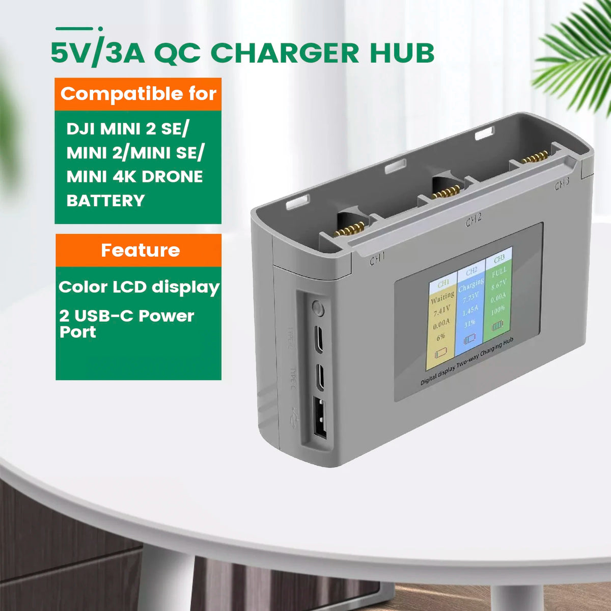 Digital Display Charging Hub For DJI Mini 2 Battery Charger for DJI Mini 3 Pro/Mini SE/Mini 2/Air 2S Power Bank Drone Accessory