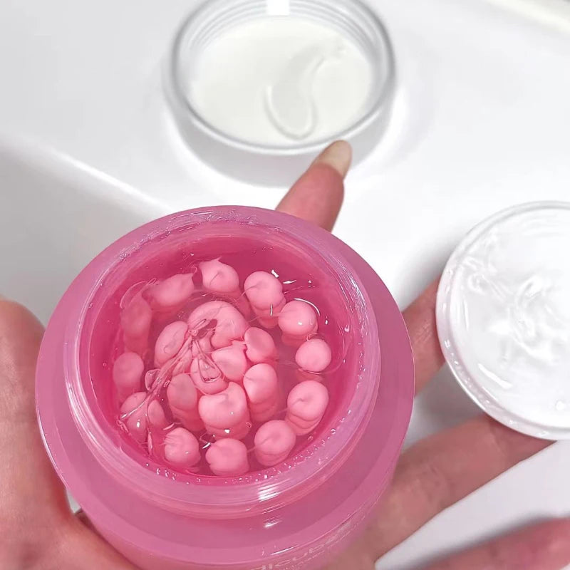 Niacinamide Collagen PDRN Face Cream - Korean Pink Capsule Moisturizer, Non Greasy & Brightening for Uneven Skin Tone