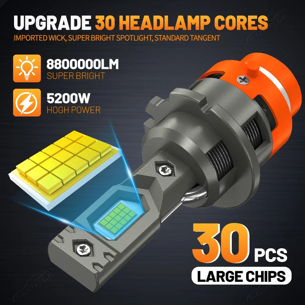 D2S D4S Led Car Headlights Bulb D2R D4R LED Car Light High Power 5200W 1:1 Plug and Play 9980 CSP Chip Turbo Lamp 6500K White