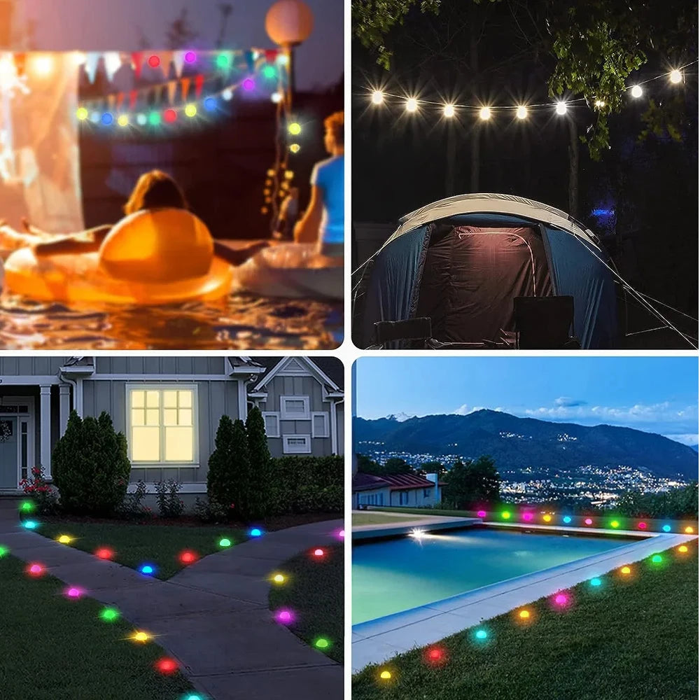 Wiscolor Smart Wifi RGB Lawn Light 30M 30Bulbs IP65 Outdoor Ground LED Light APP Control for Garden Lawn Courtyard