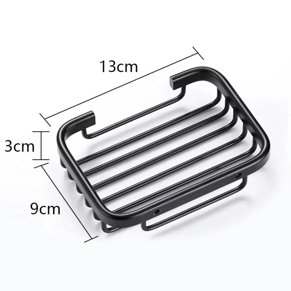 Aluminum Wall Mounted Soap Dish Self Adhesive Drill Free Hollow Drain Storage Tray For Bathroom Shower Accessories Soap Holder
