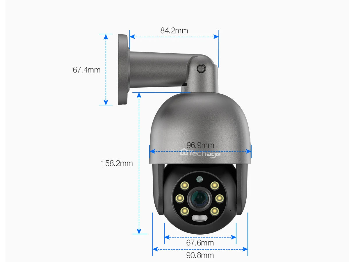 Techage 5MP 8MP 4K PTZ Security POE IP Camera CCTV Surveillance 4K Video Camera Outdoor Ai Human Detection Two Way Audio ONVIF