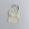Women Halter Tie‑Up U‑Neck Yoga Sports Top Stylish Design Breathable Comfortable Integrated Fixed Cup Cropped Tank Top Fitness