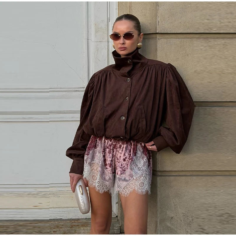 Fashion Mint Green Velvet Shorts Women Pink Lace Insert Elastic Waist Short Pants 2026 Summer New Lady Soft Cozy Lounge Bottoms