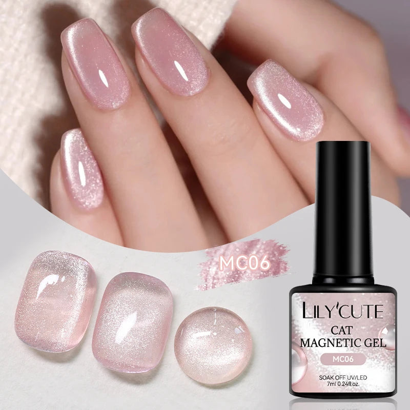 LILYCUTE 7ml Gold Coffee Cat Magnetic Gel Nail Polish Autumn Winter Nails Ultra Shine Moonlight Semi Permanent UV Gel Soak Off