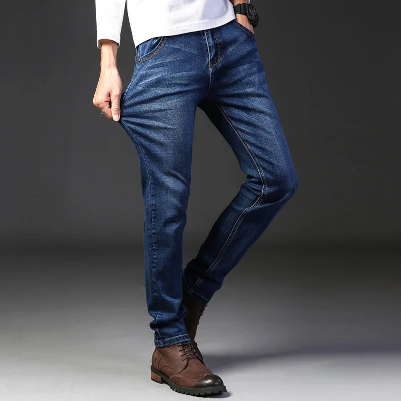 2026 New Business Men's Jeans Casual Comfortable Straight Stretch Fashion Classic Premium Blue Black Denim Pants Large Pants