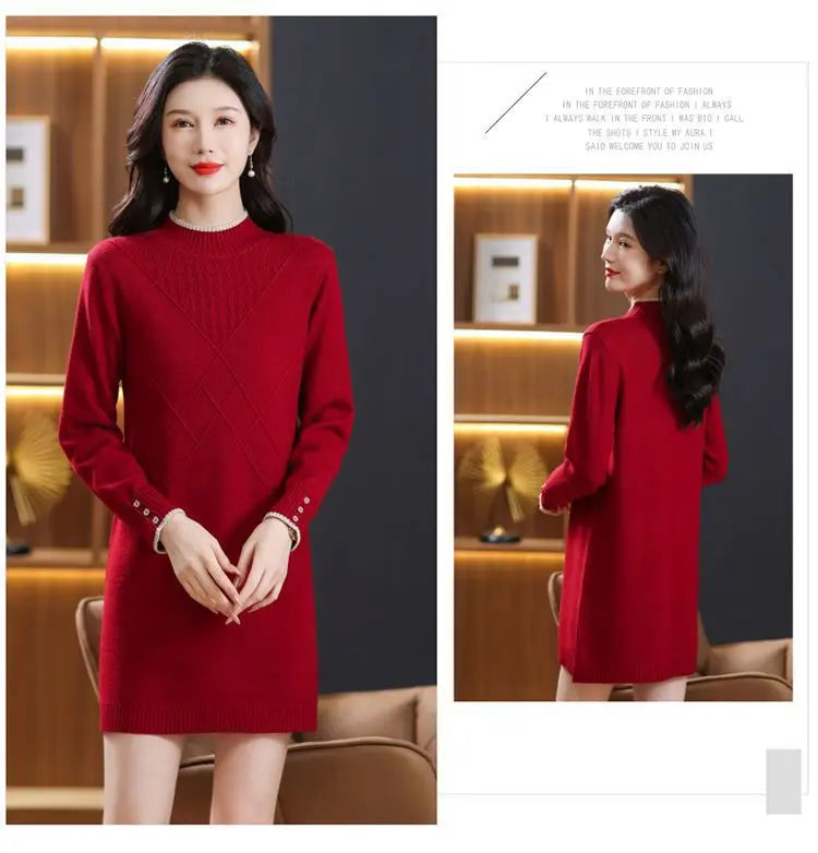 Women's Turtleneck Knitwear Top Long Sleeve Pullover Sweater Woman Clothing Fall Winter Knit Basic Blouse Wool Ladies Sweater