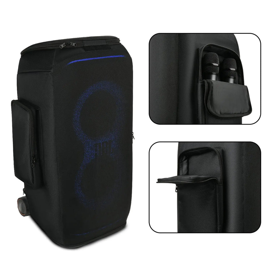 Speaker Protective Cover Case Nylon Fabric with Side Pockets, Impact Resistant suitable for Stage 320, Black