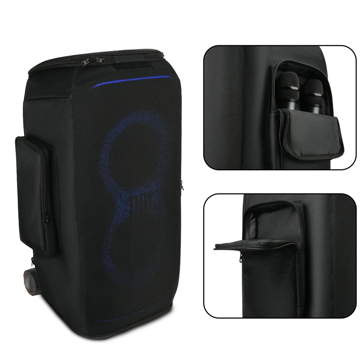 Speaker Protective Cover Case Nylon Fabric with Side Pockets, Impact Resistant suitable for Stage 320, Black