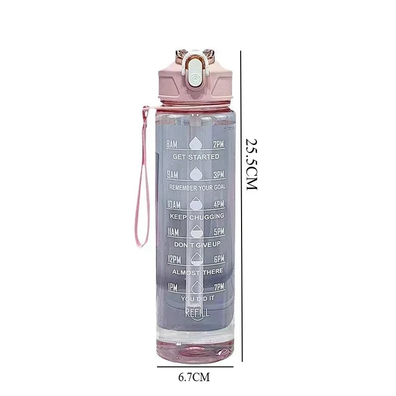 Sports Water Bottle with Time-Tracking Straw Leak Proof Locking Flip Cover for Easy Carry Ideal for Outdoor Adventures