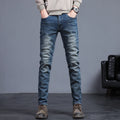 Men's Skinny Grey Jeans Fashion Casual Elastic Cotton Slim Korea Blue Biker Pencil Denim Trousers Male Hip Hop Brand Clothing