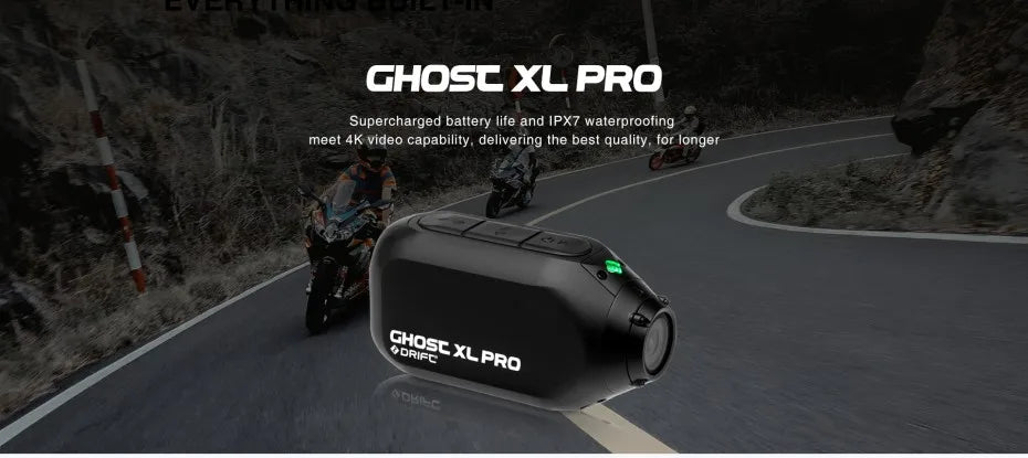 Drift Ghost XL Pro 4K PLUS HD Action Camera 3000mAh Battery WiFi IPX7 Waterproof Rotatable Lens Helmet Cam Motorcycle Bicycle