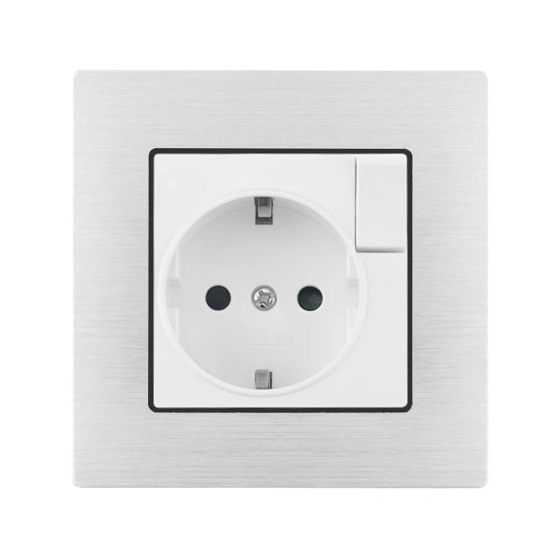 S Series- EU Power Socket Function Module Socket With Switch DIY Socket Accessory Free Combination White Glass /Plastic 250V 16A