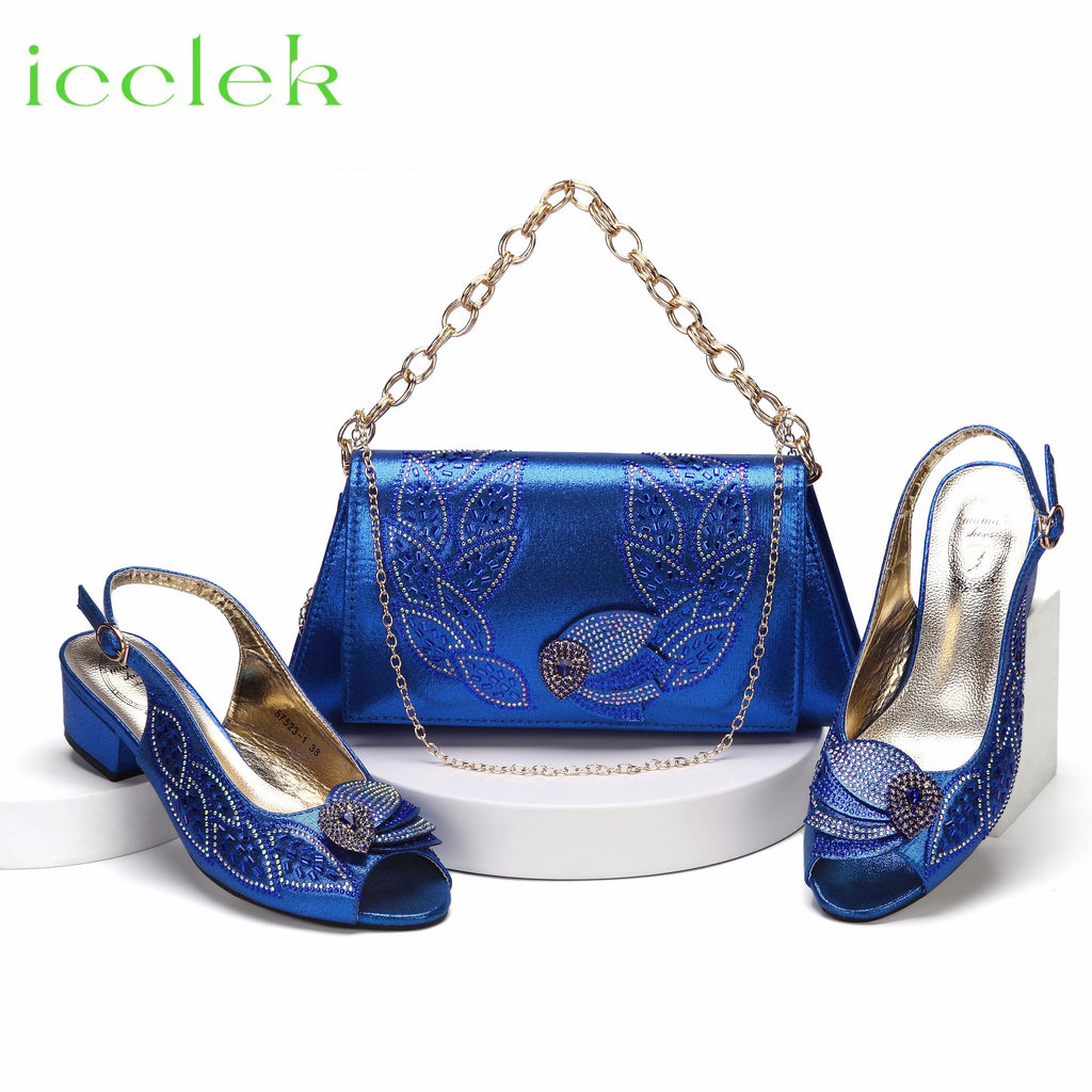 New Arrival Purple Color Women Peep Toe Sandals Shoes Matching bag Set For Mature Offices Ladies in Dress