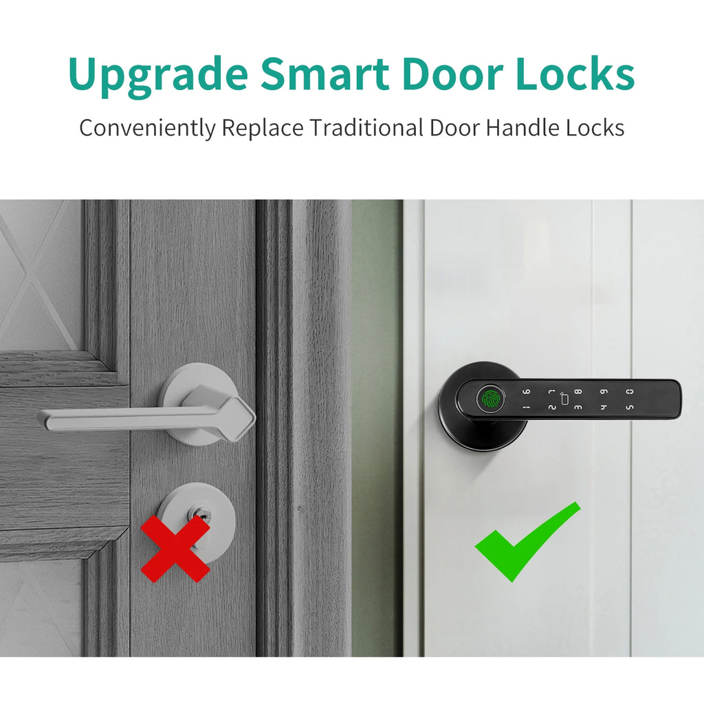 Electronic Lock With Fingerprint Password IC Card Unlock APP Remote Control Smart Door Locks Tuya Smart Home Security