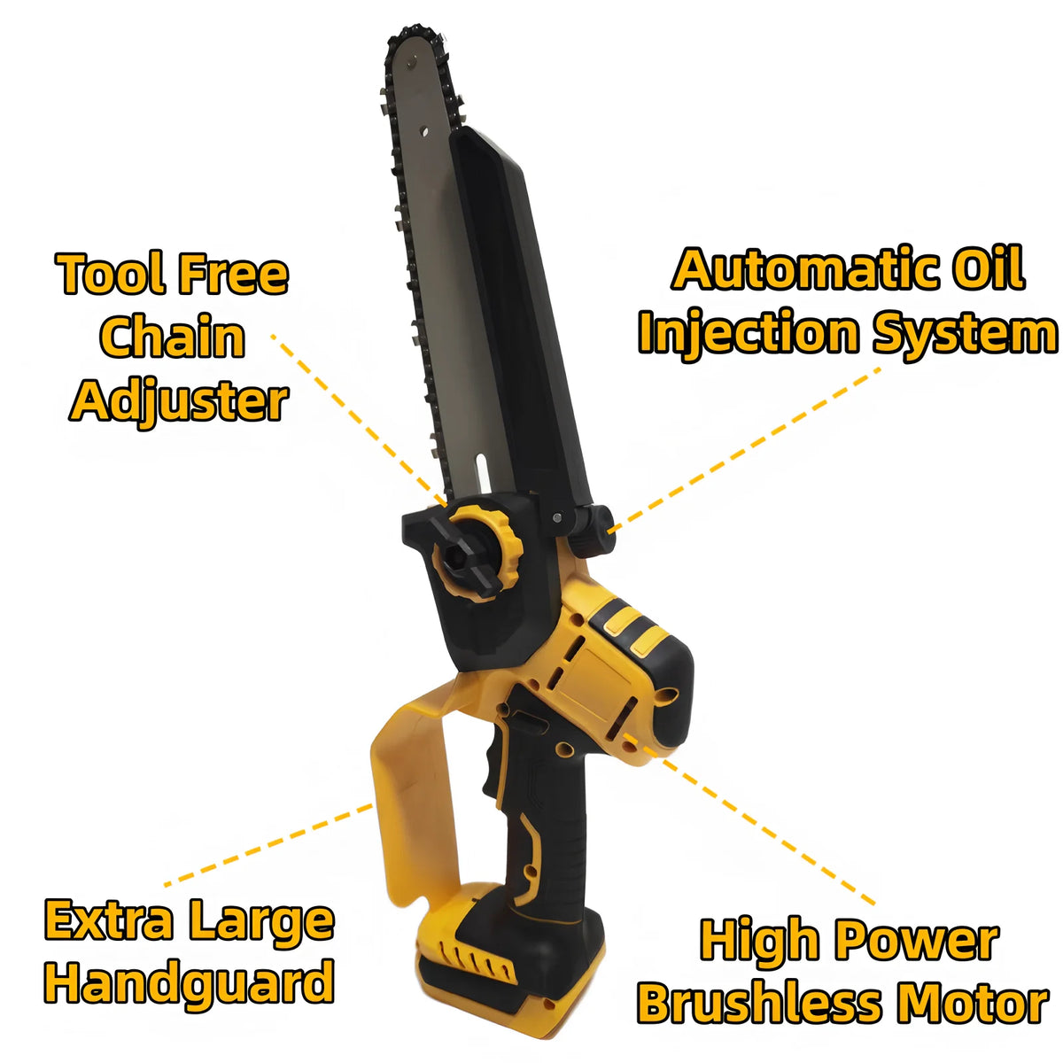 High-Power 1380W Brushless 8 Inch Chainsaw Auto Oiler Electric One Click Adjust Chain Saw Power Tools For DeWALT 18V 20V Battery