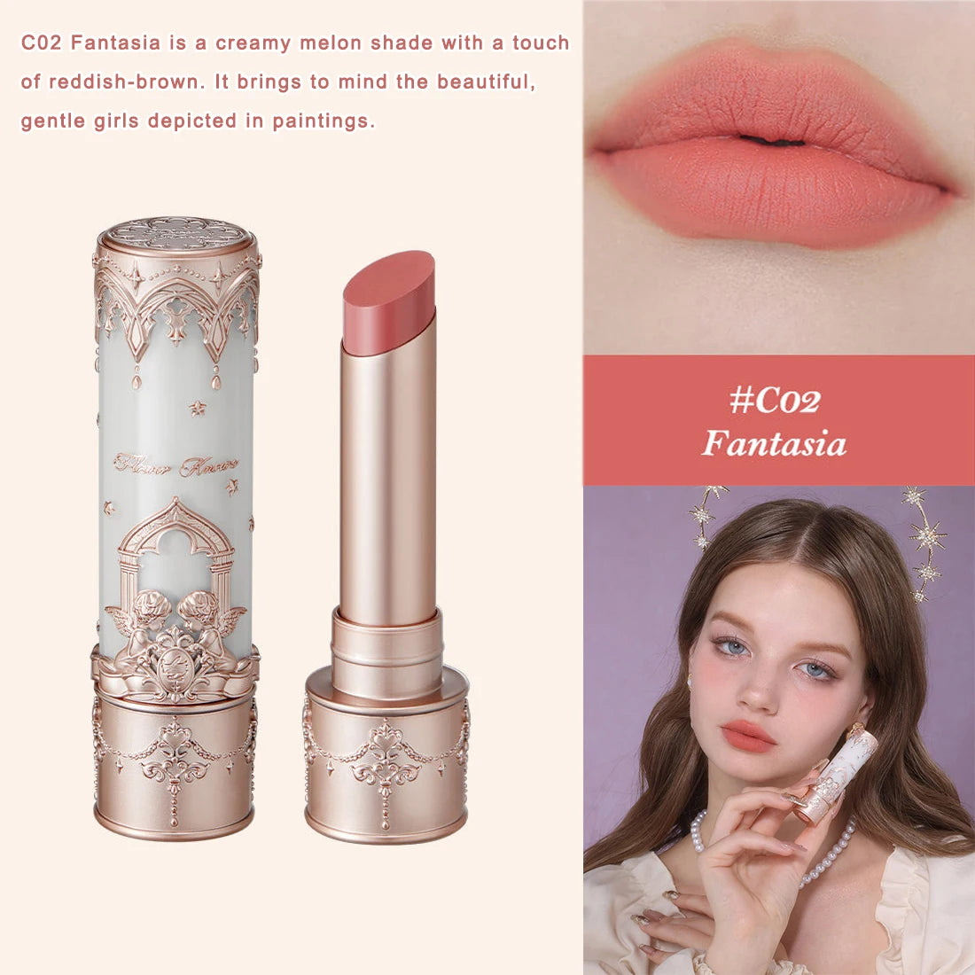 Flower Knows Little Angel Collection Lipstick Velvet Matte Waterproof Long Lasting Lip Gloss Makeup Moisturizing Soft Texture