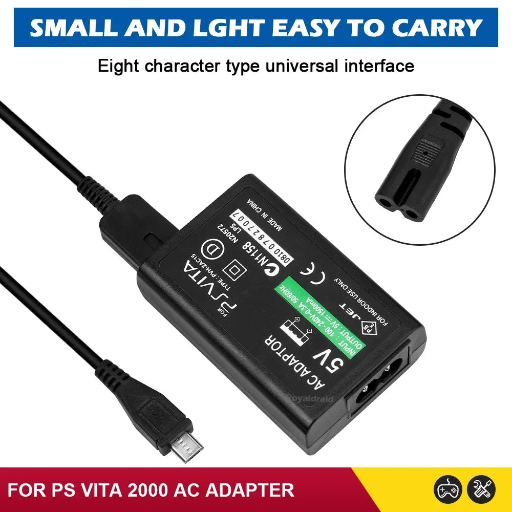 EU US Plug Home Charger Power Supply 5V AC Adapter USB Charging Cable Cord For Psvita Slim PS Vita 2000 PSV 2000
