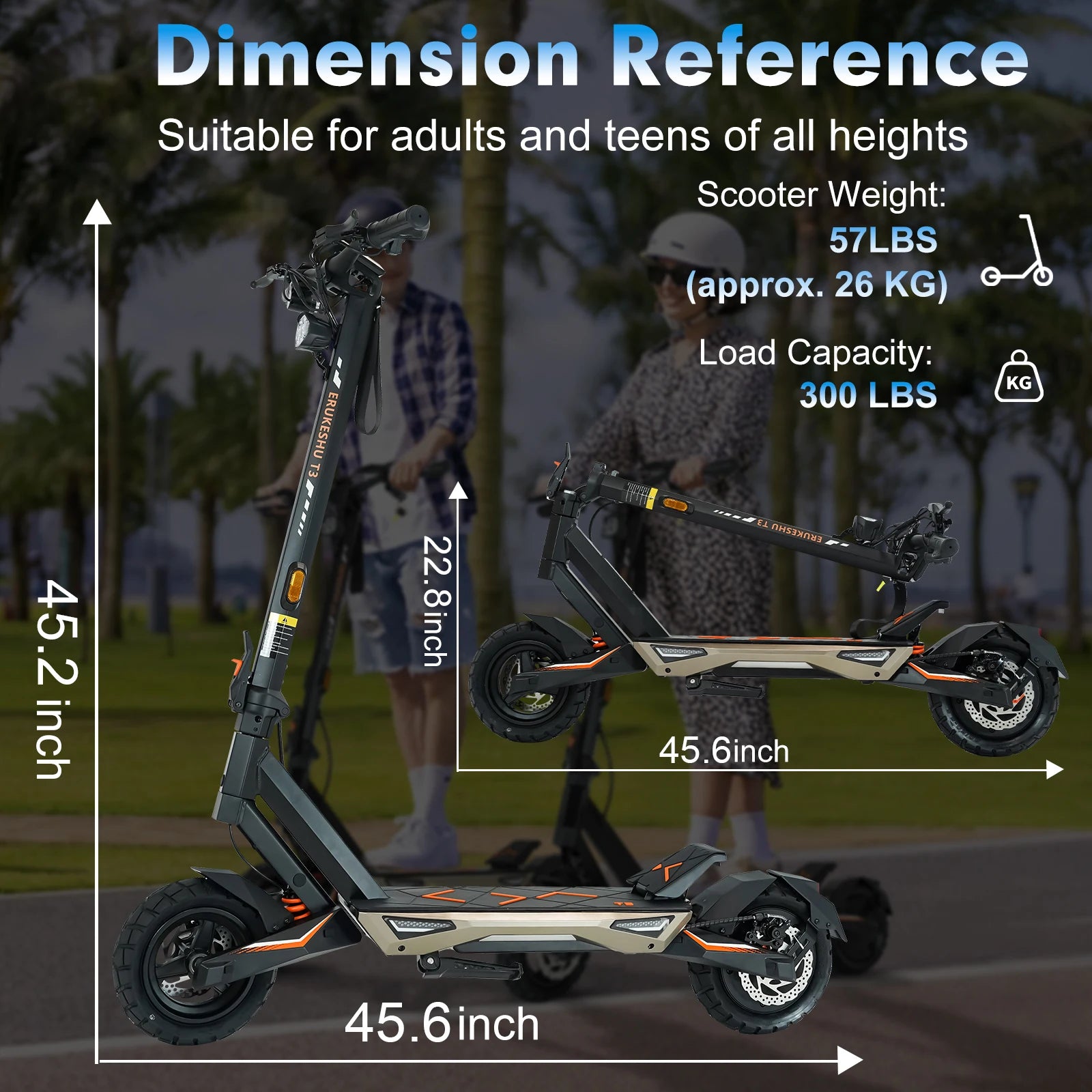 Electric Scooter 1500W Motor for Adults, 48V Battery, 40mph Max Speed, Up to 45 Miles Range, 10 Inch Tires