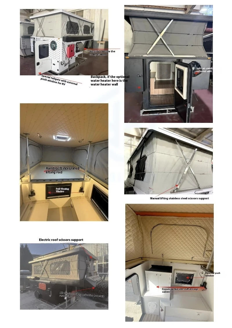 Stylish Comfort Pop Up Camper with Padded Mattresses and Privacy Screen Doors for Family Camping Custom